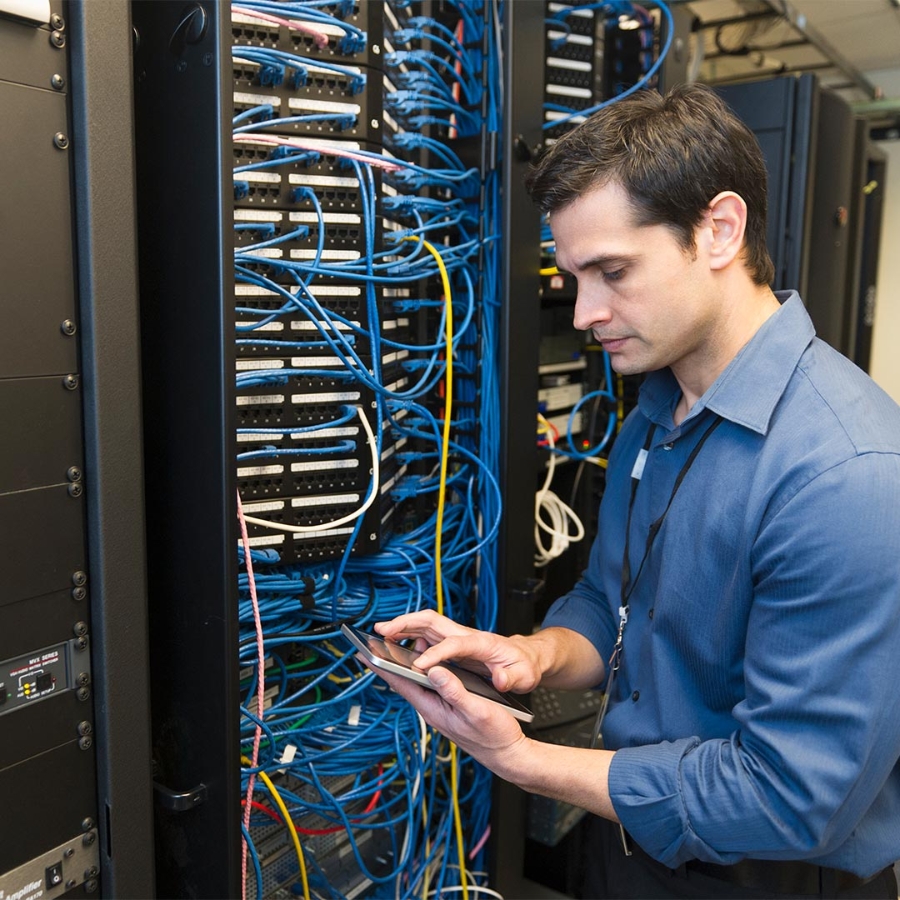 Mechanic repair the server in the factory