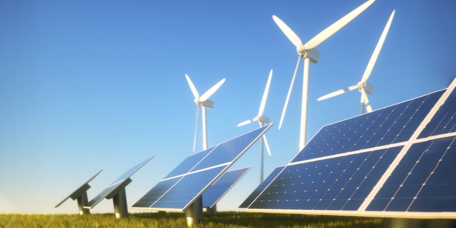 windmill fans powering solar panel