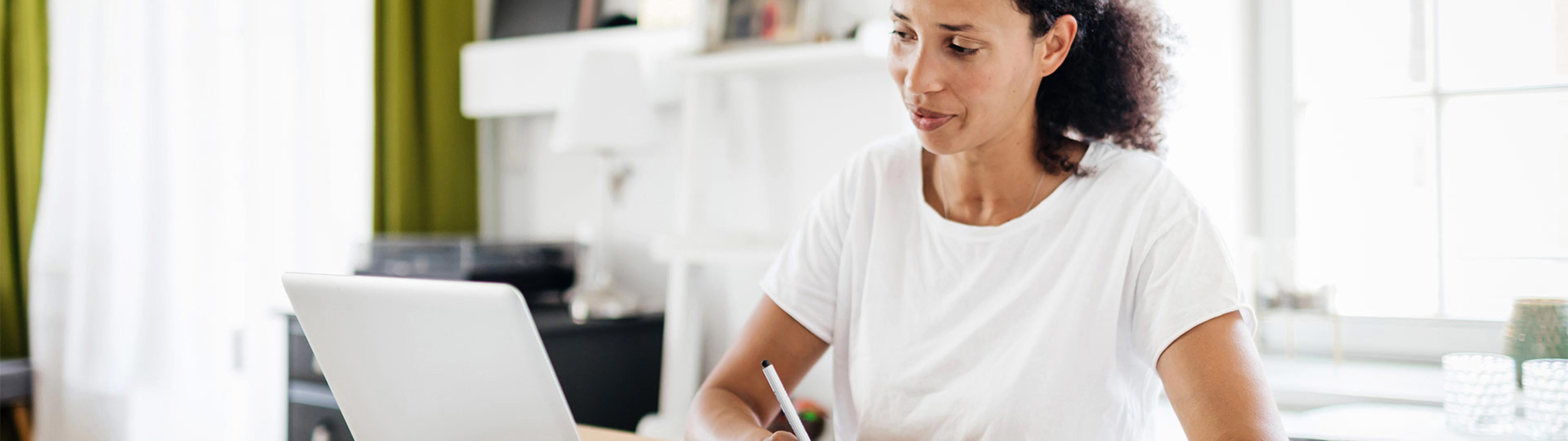 woman working on laptop