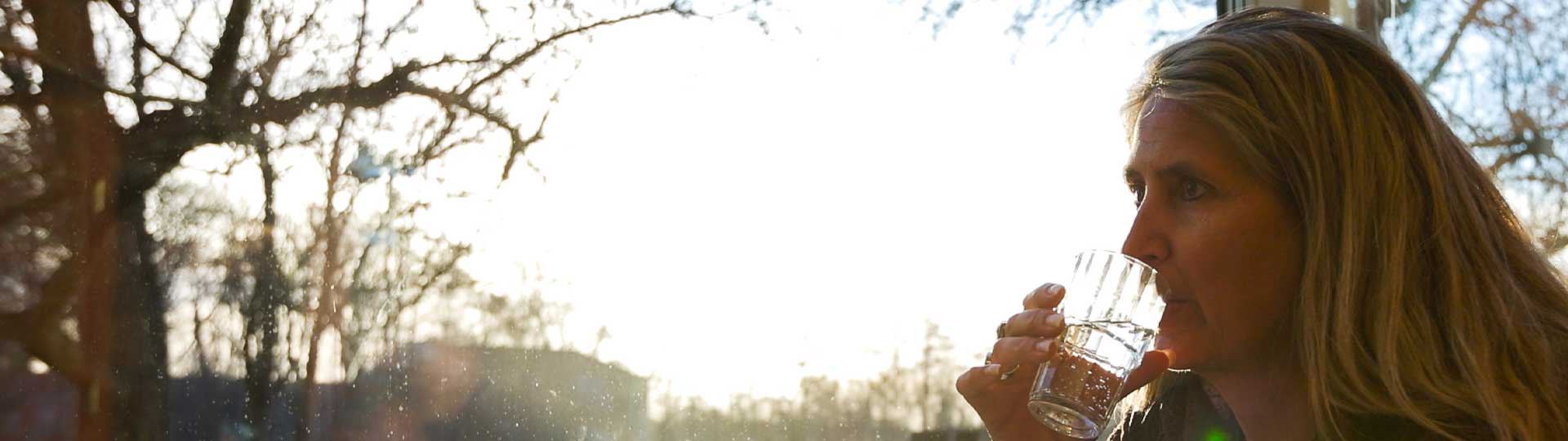 A person drinking water