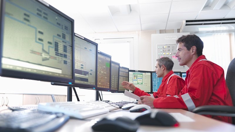 Two people in the computer room